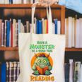 Halloween Teacher Librarian Monster Reading Books Men Women Kids Canvas Tote Bag, funny gift