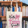 Hello Third Grade First Day Of School Coquette Teacher Girl Canvas Tote Bag, First Grade Teacher Tote Bags, funny gift Hello Third Grade First Day Of School Coquette Teacher Girl Canvas Tote Bag, First Grade Teacher Tote Bags, funny gift