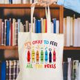 Its Okay To Feel All The Feels Mood Color Crayons Teacher Canvas Tote Bag, funny gift