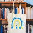Be Kind Rainbow Down Syndrome Awareness Teacher Blue Yellow Canvas Tote Bag, funny gift