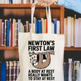 Newtons First Law Physics Jokes Science Teacher Canvas Tote Bag, Science Teacher Tote Bags, funny gift