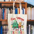One Merry Teacher Groovy Christmas Tree Pjs Xmas Teacher Canvas Tote Bag, Groovy Teacher Tote Bags, funny gift