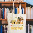 One Thankful 4th Grade Teacher Turkey Leopard Thanksgiving Canvas Tote Bag, 4th Grade Teacher Tote Bags, First Grade Teacher Tote Bags, funny gift