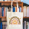 One Thankful Teacher Thanksgiving Rainbow Leopard Fall Canvas Tote Bag, funny gift One Thankful Teacher Thanksgiving Rainbow Leopard Fall Canvas Tote Bag, funny gift