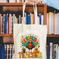 One Thankful Teacher Thanksgiving Turkey Cute Crayon Pencil Canvas Tote Bag, funny gift