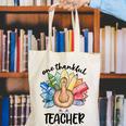 One Thankful Teacher Turkey Pencil Thanksgiving Teachers Canvas Tote Bag, funny gift