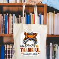 One Thankful Teacher's Aide Messy Bun Thanksgiving Fall Canvas Tote Bag, funny gift