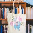 Preppy Fifth Grade Teacher Blue Floral Coquette Pencil Bow Canvas Tote Bag, funny gift Preppy Fifth Grade Teacher Blue Floral Coquette Pencil Bow Canvas Tote Bag, funny gift