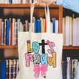 Lets Read Reading Teacher Back To School Literacy Pencil Bow Canvas Tote Bag, funny gift