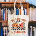 Retro Fall In Love With Learning Autumn Pumpkin Teacher Canvas Tote Bag, funny gift