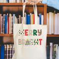Retro Merry Teacher Bright Students Christmas Teacher Canvas Tote Bag, funny gift