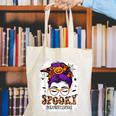 Spooky Paraprofessional Life Halloween Messy Bun Teacher For Men Women Canvas Tote Bag, funny gift Spooky Paraprofessional Life Halloween Messy Bun Teacher For Men Women Canvas Tote Bag, funny gift