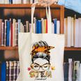 STEM Teacher Messy Bun Fall Vibes Autumn Thanksgiving Men Women Canvas Tote Bag, funny gift