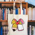 Student Teacher Coquette Bow Pencil Back To School First Day Canvas Tote Bag, funny gift Student Teacher Coquette Bow Pencil Back To School First Day Canvas Tote Bag, funny gift