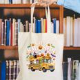 Teacher Halloween School Bus Driver Cute Ghost Witch Party Canvas Tote Bag, funny gift