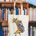 Teacher Shirt Giraffe Holding Books Bookworm Librarian Canvas Tote Bag, funny gift