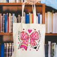 Teaching Is A Work Of Heart Pencil Bow Teacher Valentine Canvas Tote Bag, funny gift