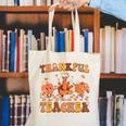 Thankful Teacher Retro Groovy Thanksgiving Fall Women Men Canvas Tote Bag, Groovy Teacher Tote Bags, funny gift