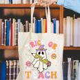 Trick Or Teach Groovy Teacher Halloween Retro Teacher Ghost Canvas Tote Bag, Groovy Teacher Tote Bags, funny gift Trick Or Teach Groovy Teacher Halloween Retro Teacher Ghost Canvas Tote Bag, Groovy Teacher Tote Bags, funny gift