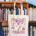 Trick Or Teach Retro Halloween Teacher Look Canvas Tote Bag, funny gift Trick Or Teach Retro Halloween Teacher Look Canvas Tote Bag, funny gift