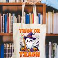 Trick Or Teach Teacher Halloween Ghost Pencil Floral Canvas Tote Bag, funny gift