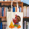 Turkey Reading Books Fall Thanksgiving Teacher Book Canvas Tote Bag, funny gift