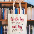 Visually Impaired Teacher Braille Bible Verse Walk By Faith Canvas Tote Bag, funny gift
