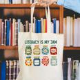 Women Literacy Is My Jam Literacy Teacher Reading Teacher Canvas Tote Bag, funny gift