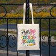 Cute Hello Second Grade Back To School Coquette Teacher Girl Canvas Tote Bag, funny design