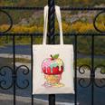 Dripping Apple Ice Cream Cone Cute Teacher Appreciation Canvas Tote Bag, funny design