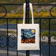 Halloween Pumpkin Starry Night Van Gogh Art Teacher Canvas Tote Bag, funny design