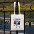 Kindergarten Is My Jam Vintage 80s Boombox Teacher Student Canvas Tote Bag, funny design
