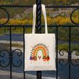 One Thankful Teacher Thanksgiving Turkey Rainbow Fall Canvas Tote Bag, funny design