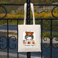 One Thankful Teacher's Aide Messy Bun Thanksgiving Fall Canvas Tote Bag, funny design