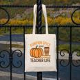 Pumpkin Spice And Teacher Life Halloween Teacher Canvas Tote Bag, funny design Pumpkin Spice And Teacher Life Halloween Teacher Canvas Tote Bag, funny design