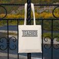 Teacher Checkered Racing Teacher Appreciation Men Women Canvas Tote Bag, funny design