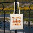 Thankful Teacher Retro Groovy Thanksgiving Fall Women Men Canvas Tote Bag, Groovy Teacher Gifts, funny design
