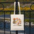 Trick Or Teach Groovy Teacher Halloween Floral Ghost Canvas Tote Bag, Groovy Teacher Gifts, funny design