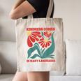 Boho Flower ESL Teacher Kindness Comes In Many Languages Canvas Tote Bag, novelty gifts, funny gifts