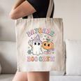 Daycare Boo Crew Groovy Halloween Floral Ghost Kid Teacher Canvas Tote Bag, novelty gifts, funny gifts