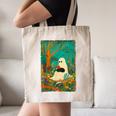 Groovy Ghost Reading Book Cat Halloween Ghost Teacher Canvas Tote Bag, novelty gifts, funny gifts