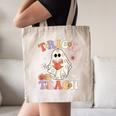Groovy Halloween Trick Or Teach Retro Floral Ghost Teacher Canvas Tote Bag, novelty gifts, funny gifts Groovy Halloween Trick Or Teach Retro Floral Ghost Teacher Canvas Tote Bag, novelty gifts, funny gifts
