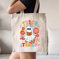 Groovy Halloween Trick Or Teach Retro Floral Ghost Teacher For Men Women Kids Canvas Tote Bag, novelty gifts, funny gifts