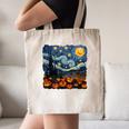 Halloween Pumpkin Starry Night Van Gogh Art Teacher Canvas Tote Bag, novelty gifts, funny gifts