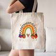 One Thankful Teacher Thanksgiving Turkey Rainbow Fall Canvas Tote Bag, novelty gifts, funny gifts