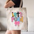 Lets Read Reading Teacher Back To School Literacy Pencil Bow Canvas Tote Bag, novelty gifts, funny gifts