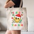 Santas Favorite Teacher Retro Groovy Smile Face Christmas Canvas Tote Bag, novelty gifts, funny gifts Santas Favorite Teacher Retro Groovy Smile Face Christmas Canvas Tote Bag, novelty gifts, funny gifts