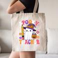 Spooky Teacher Ghost Pencil Teach Halloween Teacher Canvas Tote Bag, novelty gifts, funny gifts