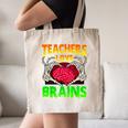 Teacher Teachers Love Brains Skeleton Hand Heart Halloween Canvas Tote Bag, novelty gifts, funny gifts