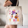 Trick Or Teach Groovy Teacher Ghost Halloween Teacher Canvas Tote Bag, novelty gifts, funny gifts